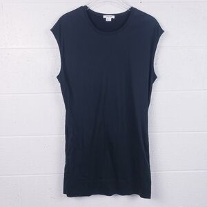 Helmut Lang Black Quell Jersey T-Shirt Mini‎ Dress Short Sleeve Pockets Size S